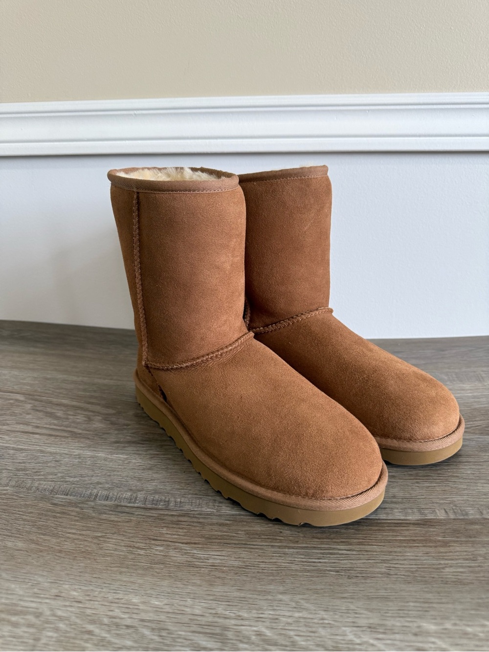 UGG Chestnut long Classic II Shearling Lined Suede Booties